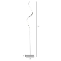 HOMCOM Modern Spiral Floor Lamp, LED Standing Lamp Warm White with Square Base and Foot Switch for Living Room, Bedroom, Set of 2, Silver(m-3)