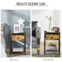 HOMCOM Industrial Side Table, End Table with Drawer and Storage Shelf for Living Room, Rustic Brown(m-6)