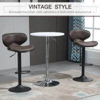 HOMCOM Adjustable Bar Stools Set of 2, Swivel Counter Height Barstools, Leathaire Upholstered Kitchen Island Stools with Back, Footrest and Steel Base, Espresso(m-4)