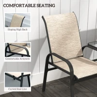 Outsunny Outdoor Loveseat with Glass Table, Garden Patio Bench with Breathable Mesh Seat, High Back, Armrests, Brown(m-7)