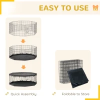 PawHut 8 Panels Foldable Dog Playpen with Bottom Pad & Top Cover, 24" High(m-6)