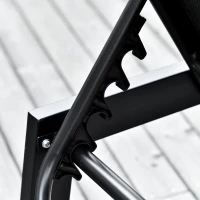 Outsunny Outdoor Chaise Lounge with Wheels, Five Position Recliner for Sunbathing, Suntanning, Steel Frame, Breathable Fabric for Beach, Yard, Patio, Black(m-8)