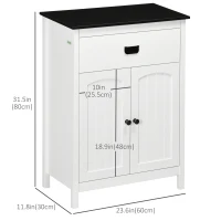 kleankin Bathroom Cabinet with Drawer, Freestanding Storage Organizer with Double Doors, Adjustable Shelf White(m-3)