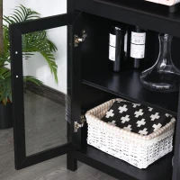 HOMCOM 71" Bookcase Storage Hutch Cabinet with Adjustable Shelves and Glass Doors for Home Office, Kitchen, Living Room, Black(m-8)