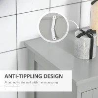 kleankin Modern Bathroom Floor Cabinet, Free Standing Linen Cabinet, Storage with 3 Tier Adjustable Shelves, Grey(m-7)