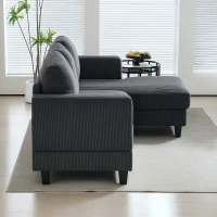 HOMCOM L Shaped Couch, L Shape Sofa with Chaise Lounge and Spring Cushion for Living Room, Bedroom, Grey(m-10)