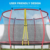 Soozier 10ft Outdoor Trampoline with Net Enclosure, Curved Poles and Safety Pad, ASTM Approved, Red(m-6)