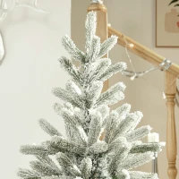 HOMCOM 5ft Artificial Snow-Flocked Tree Holiday Home Indoor Christmas Decoration with Metal Feet, Green(m-9)