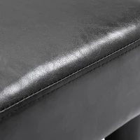 HOMCOM Ottoman Foot Rest, Small Foot Stool with Faux Leather Upholstery, Rectangular Ottoman Footrest with Padded Foam Seat and Plastic Legs, Bright Black(m-9)