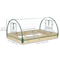 Outsunny 12 Pockets Raised Garden Bed with Greenhouse and Roll Up Windows for Vegetables, Flowers, 4' x 3' x 2', Natural Wood(m-3)