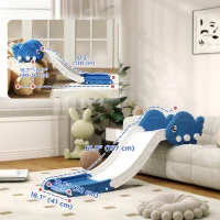 Qaba Toddler Couch Slide for Bed, Sofa, Stairs, Easy Assemble & Storage, for 18-48 Months, Blue(m-3)