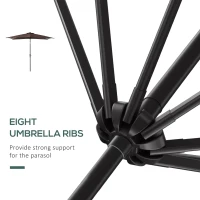 Outsunny 9' x 7' Solar Umbrella, LED Lighted Patio Umbrella for Table or Base with Tilt & Crank, Outdoor Umbrella for Garden, Deck, Backyard, Pool, Beach, Brown(m-7)