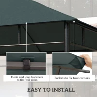 Outsunny 10' x 10' Square Gazebo Canopy Replacement UV Protected Top Cover Sun Shade Grey(m-5)