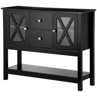 HOMCOM Modern Sideboard, Glass Door Buffet Cabinet with Storage Drawers and Adjustable Shelves, Console Table for Living Room, Kitchen, Entryway, Black(m-11)