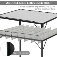Outsunny Outdoor Louvered Pergola 9.5' x 8' Aluminum Patio Gazebo Sun Shade Shelter with Adjustable Breathable Mesh Roof, White(m-5)