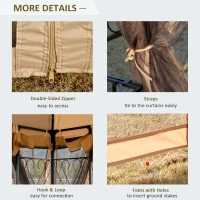 Outsunny 10' x 10' Outdoor Patio Gazebo Canopy with Double Tier Roof, Removable Mesh Nettings, Display Shelves, Beige(m-5)