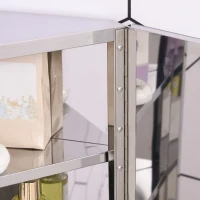 kleankin 12 Inch x 24 Inch Triangle Corner Mirror Medicine Cabinet Wall Mounted with Door 3 shelves, Multipurpose Storage Organizer for Bathroom(m-7)