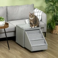 PawHut Storage Ottoman Dog Stairs / Cat Stairs for Small Dogs & Old Cats(m-10)