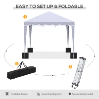 Outsunny 10' x 10' Pop Up Canopy Tent with Sand Bags, Instant Shelter with Adjustable Height and Carry Bag, Garden Outdoor Party Tent, White(m-4)