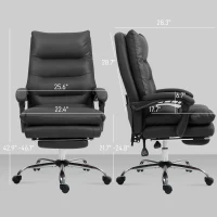 Vinsetto Microfibre Massage Office Chair, Heated Reclining Chair with Footrest, Double-tier Padding, Swivel Wheels, Black(m-3)