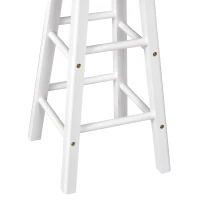 HOMCOM Kitchen Trolley 3 Piece Kitchen Cart Set Drop Leaf Breakfast Table and 2 Stools w/ Rolling Wheels & Towel Bars, Wood & White(m-9)