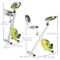 Soozier Foldable Indoor Stationary Bike with 8 Levels of Magnetic Resistance, Exercise Bike for Cardio Workout, Yellow(m-3)