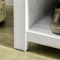 HOMCOM Classic Hall Tree, Accent Coat Tree with Shoe Storage Bench, Adjustable Shelves, 31.5" x 15.5" x 67.5", Distressed White(m-10)