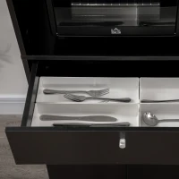 HOMCOM Compact Kitchen Pantry Buffet Server Hutch Storage Cabinet  with Microwave Oven Stand Drawer and Shelves, Black(m-10)