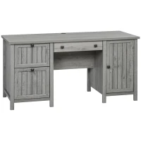 HOMCOM Vintage Executive Computer Desk, Home Office Work station, Student Table with Cabinet & 3 Drawers for Hanging Files, Grey(m-11)