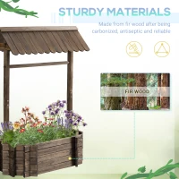 Outsunny Wishing Well Planter, Wooden Raised Garden Bed, Ornamental Outdoor Flower Planter for Outdoor Garden, Yard, Lawn, and Home Decor(m-6)