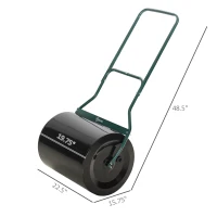 Outsunny 20-Inch Push/Tow Behind Lawn Roller Filled with 16 Gal Water or Sand, Perfect for Flattening Sod in the Garden(m-3)