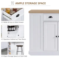 HOMCOM Fluted-Style Wooden Kitchen Island, Storage Cabinet w/ Drawer, Open Shelving, and Interior Shelving for Dining Room, White(m-5)