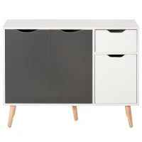 HOMCOM 35" Sideboard Storage Cabinet with Drawer, White and Grey(m-12)