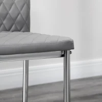 HOMCOM Kitchen Chairs Set of 4, Dining Chairs w/ Faux Leather Upholstery and Steel Legs for Living Room, Dining Room, Grey(m-9)