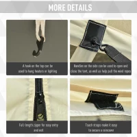 Outsunny Pop-Up Tent, Foldable Screen Tent with Carry Bag, Zippered Door and Ground Stakes, Fits 3-4 People, Beige(m-7)