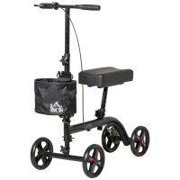 HOMCOM Knee Scooter, Foldable Steerable Knee Walker with Dual Braking System, Basket, 8" Wheels, Height Adjustable Leg Rest and Handles, Crutch Alternative for Foot Injuries, Black(m-11)