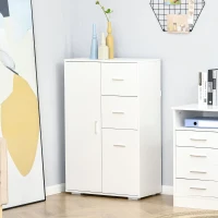HOMCOM Storage Cabinet with 2 Drawers and 2 Cabinet Free Standing, Kitchen Cabinet Sideboard Buffet Table for Living Room, White(m-8)