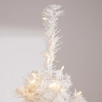 HOMCOM 6FT Prelit Artificial Christmas Tree Warm White LED Light Holiday Home Xmas Decoration with Automatic Open, White(m-10)