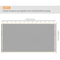 Outsunny Replacement Mosquito Netting for Gazebo 10' x 12' Black Screen Walls for Canopy with Zippers, Cream White(m-3)