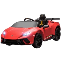 Qaba 12V Lamborghini Huracan Licensed Kids Electric Car with Remote Control, Spring Suspension, Transport Wheels, Red(m-2)