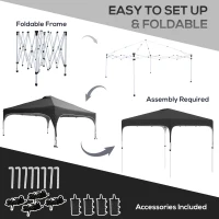 Outsunny 10' x 10' Pop Up Canopy Tent with Sand Bags, UPF 50+ Instant Sun Shelter, Tents for Parties, Height Adjustable, with Wheeled Carry Bag, for Outdoor, Garden, Black(m-5)