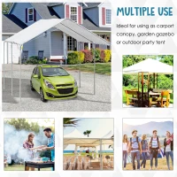 Outsunny 9.6' x 19.5' Carport Heavy Duty Galvanized Car Canopy w/ Included Anchor Kit, 3 Reinforced Steel Cables, White(m-4)