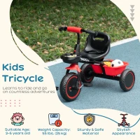 Qaba Large Kids Tricycle for Toddler 2-5 Year Old Girls and Boys, Toddler Trike Bike with Adjustable Seat, Safety Belt,  Two Storage Baskets, Red(m-4)