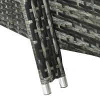 Outsunny Wicker Outdoor Chaise Lounge, 5-Level Adjustable Backrest PE Rattan Pool Lounge Chair with Wheels, Cushion & Headrest, Mixed Gray and Charcoal Gray(m-9)