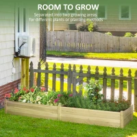 Outsunny 96" x 24" x 10" Wooden Raised Garden Bed with 2 Planter Boxes and Non-woven Fabric Liner for Patio, Natural(m-4)