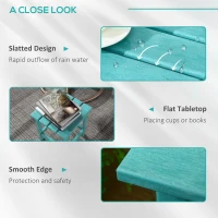 Outsunny Patio Side Table, 15" Square Outdoor End Table, HDPE Plastic Tea Table for Adirondack Chair, Backyard or Lawn, Green(m-6)