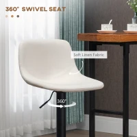 HOMCOM Adjustable Bar Stools, Swivel Bar Height Chairs Barstools Padded with Back for Kitchen, Counter, and Home Bar, Set of 4, Cream White(m-6)