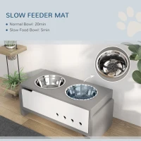 PawHut Elevated Dog Bowls, 3 Height Adjustable Raised Dog Bowls w/ Slow Feeder Mat, Stand, for Medium to Extra Large Dogs(m-5)