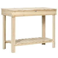 Outsunny Outdoor Potting Bench Wood Potting Table with Hidden Storage Box & Lower Shelf for Garden, Yard, Greenhouse(m-11)