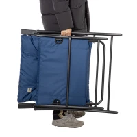 Outsunny Foldable Lounge Chair, Fabric Upholstered Recliner, Outdoor Lounger with Armrest, Metal Frame for Backyard, Blue(m-7)